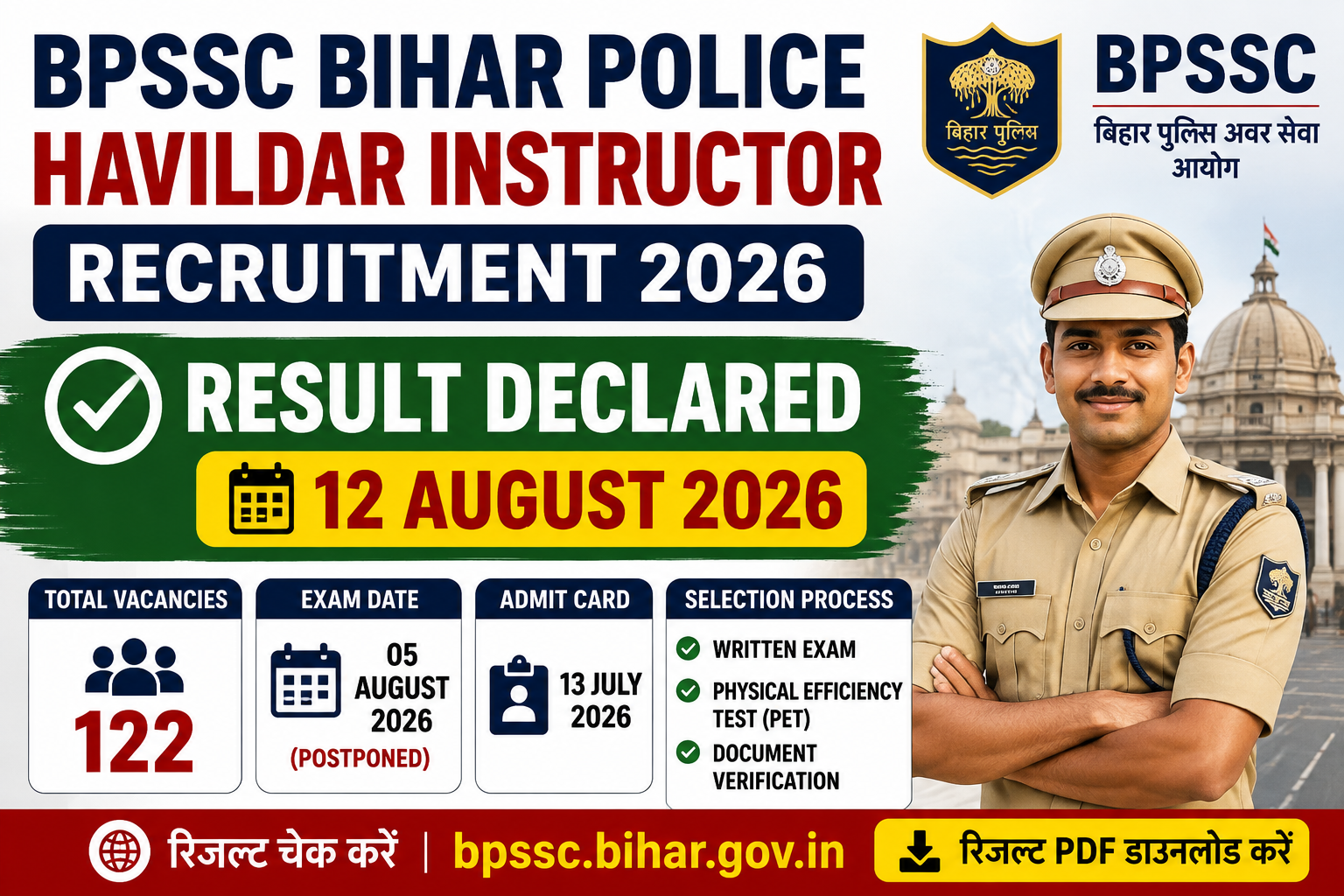 Bihar BPSSC Havildar Instructor Result 2026