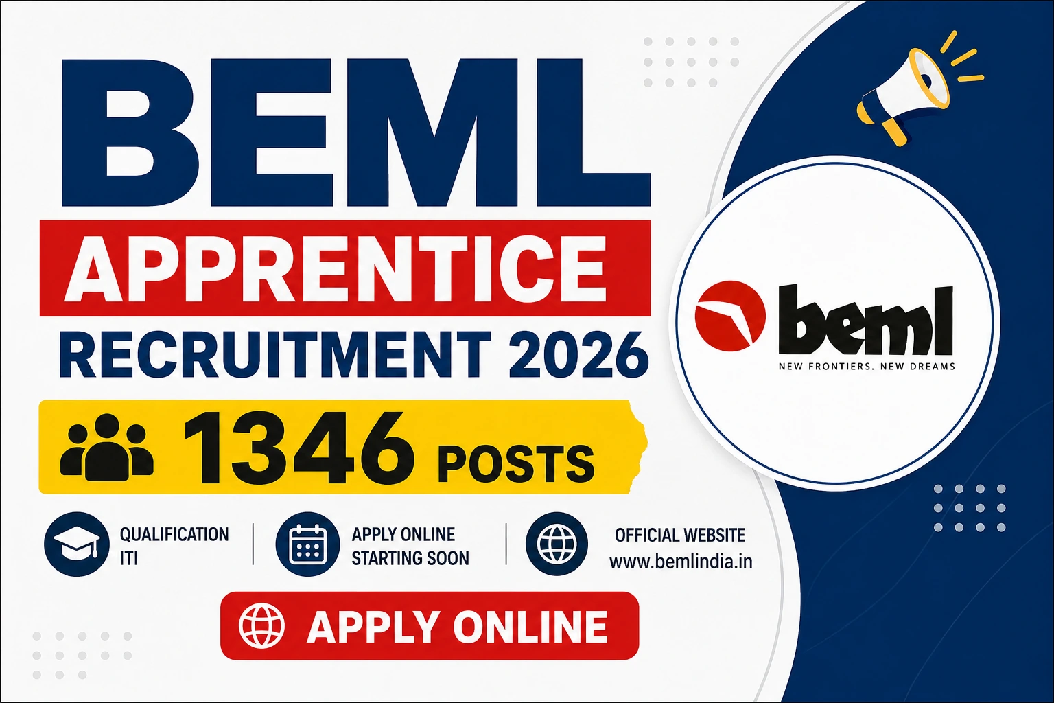 BEML Apprentice Recruitment 2026 1346 Posts Apply Online