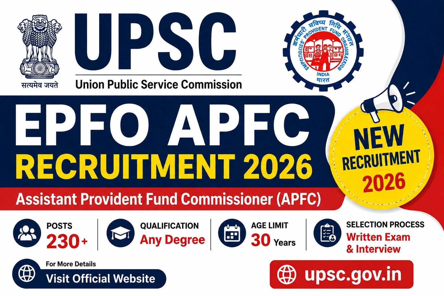 UPSC EPFO APFC Recruitment 2026 – 80 Posts