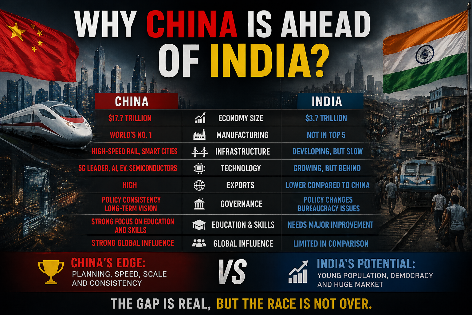 India vs China: Why China Is Ahead of India (From 1947 to 2026 Explained)