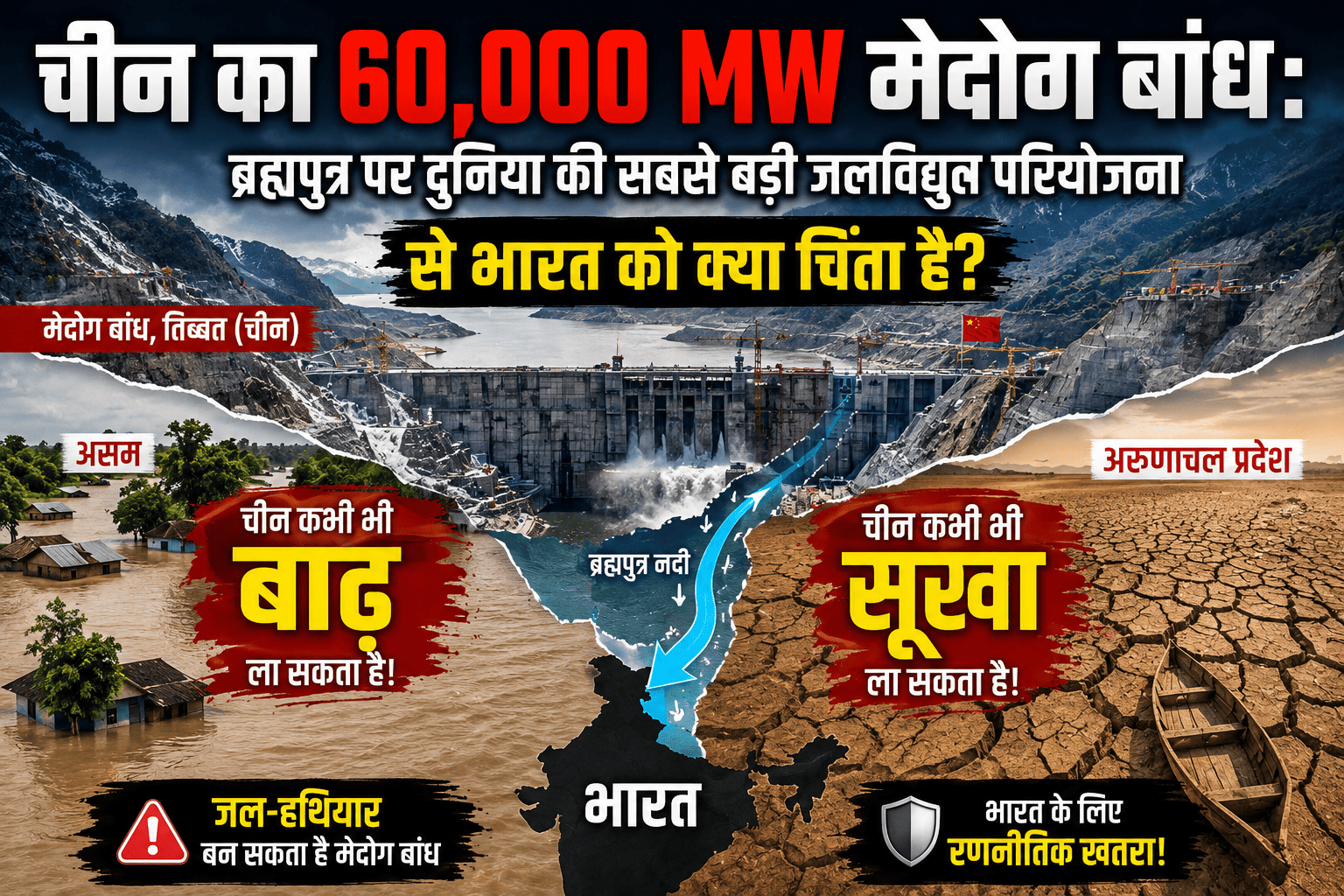 Medog Dam Brahmaputra: चीन के 60,000 MW बांध से भारत को