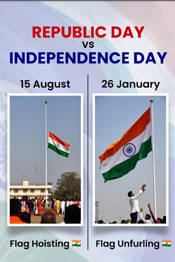 गणतंत्र दिवस और स्वतंत्रता दिवस में अंतर: 15 अगस्त को झंडारोहण और 26 जनवरी को झंडा फहराना क्यों होता है?