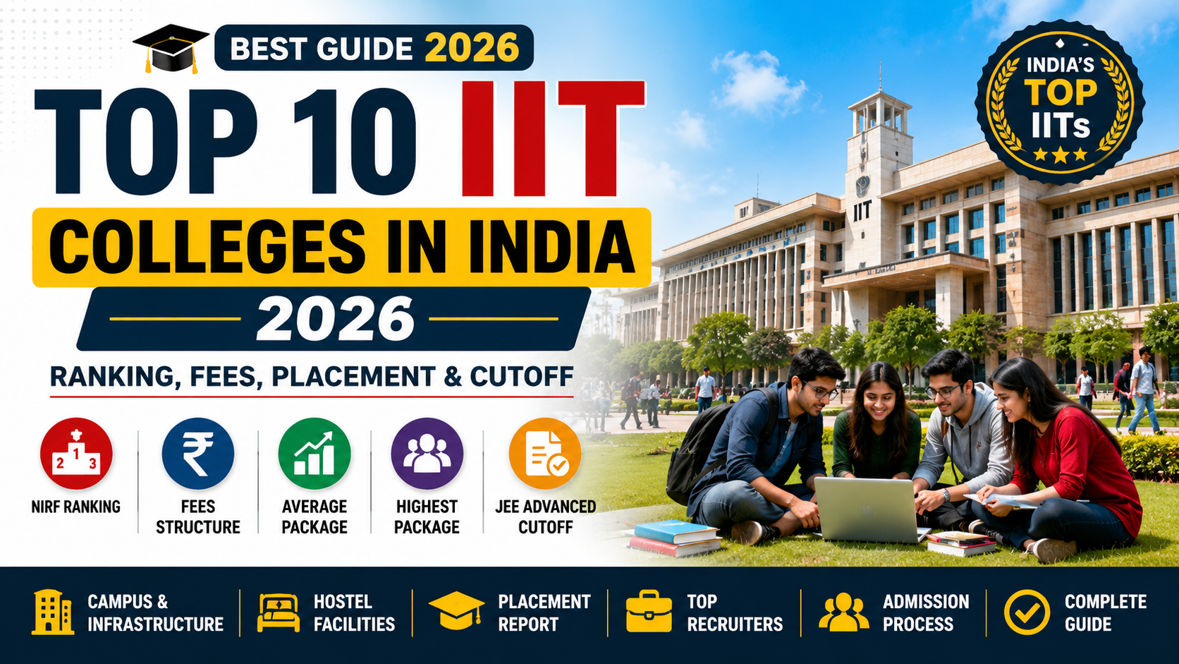 Top 10 IIT Colleges in India 2026: Ranking, Fees, Placement & Cutoff