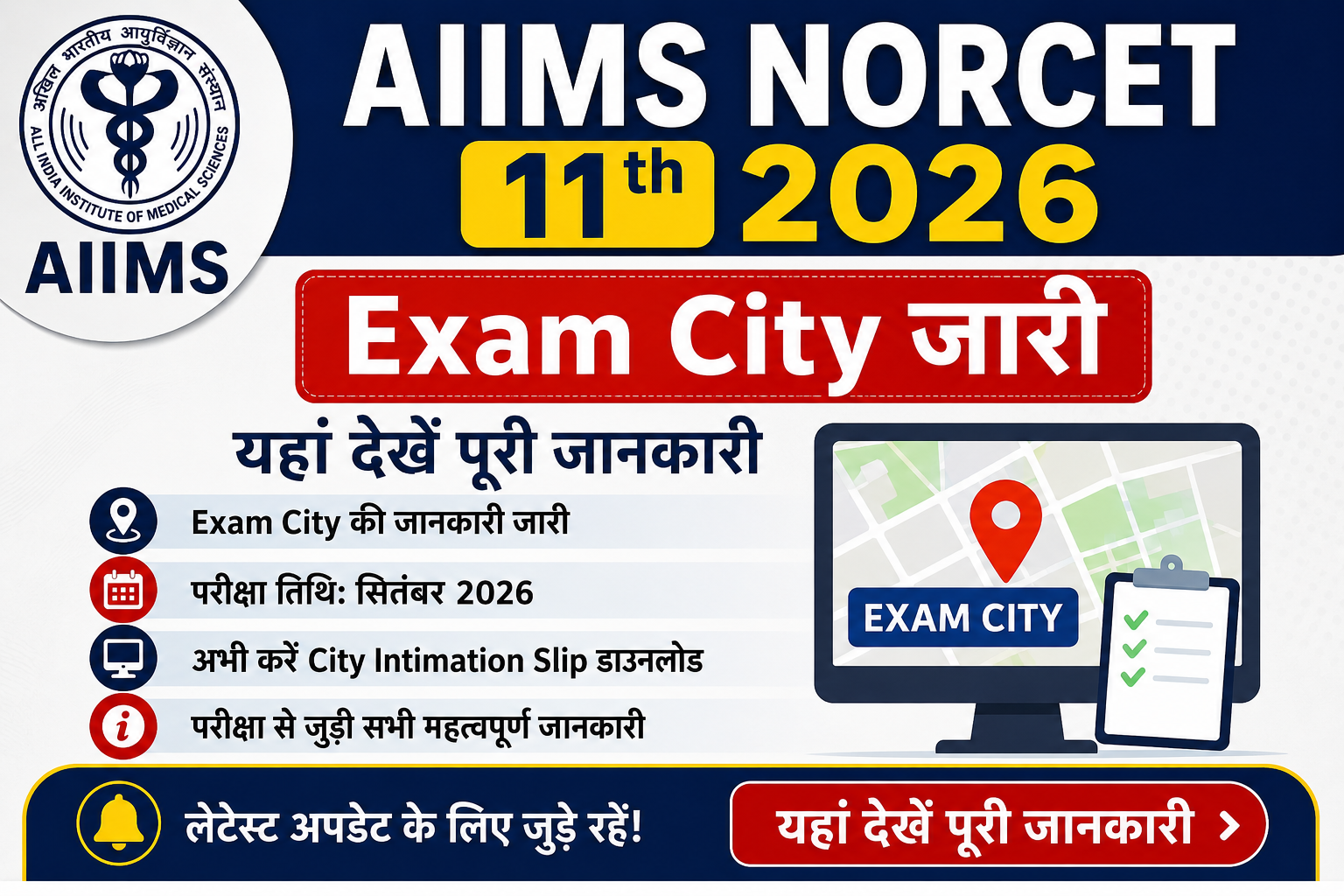 AIIMS Nursing Officer Recruitment 2026 Exam City जारी