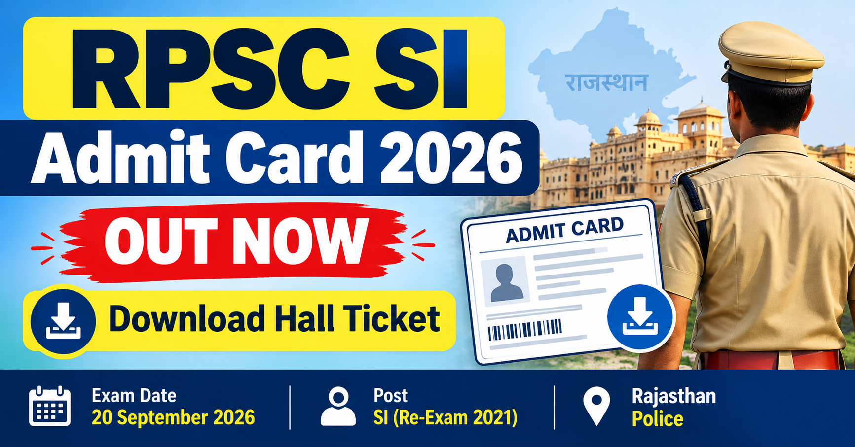 RPSC SI Admit Card 2026 Download