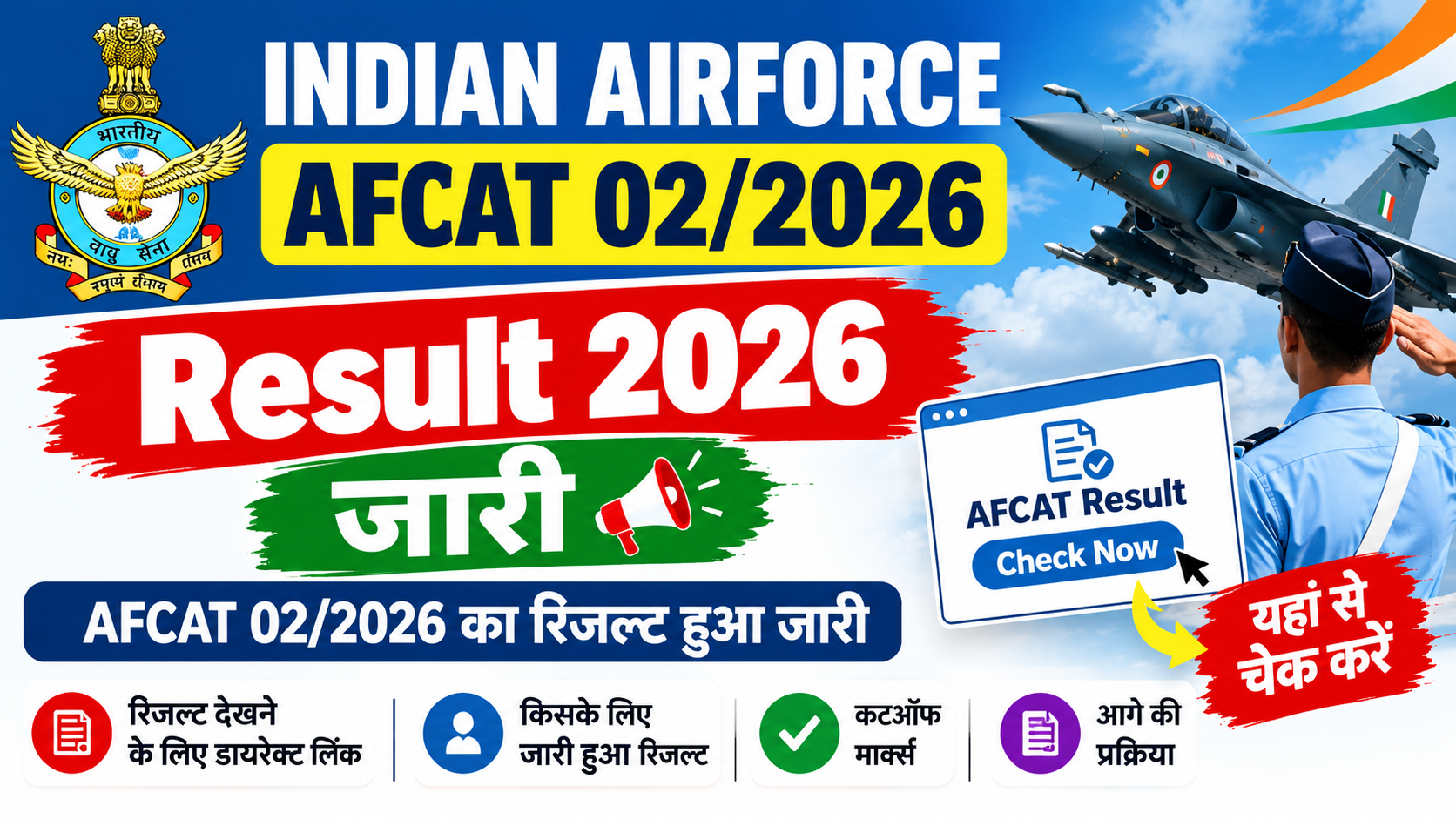 Indian Airforce AFCAT 02/2026 Result 2026